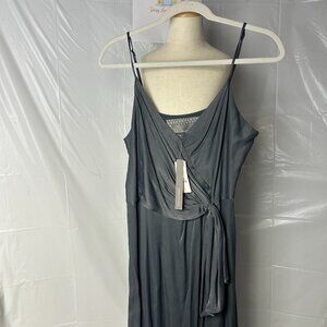 Anthropologie NWT M Grey Silk Wrap Tie Dress